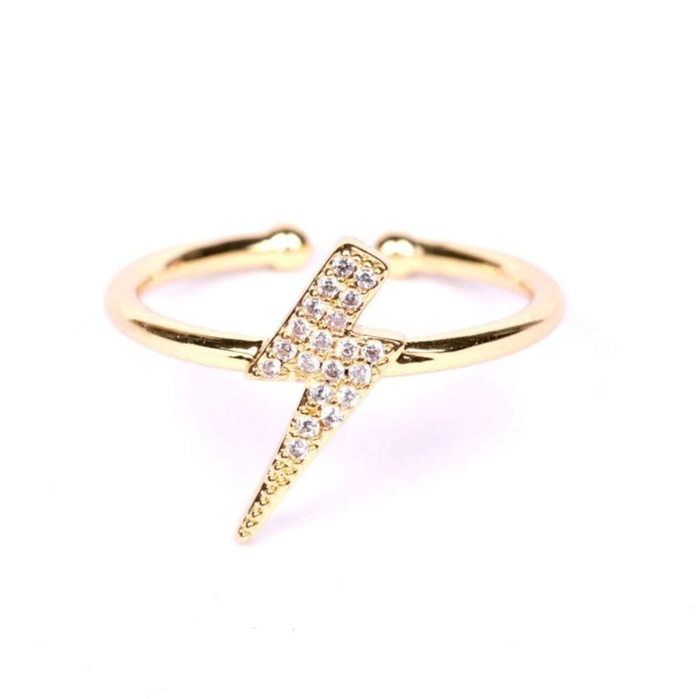 Lightning bolt ring in gold